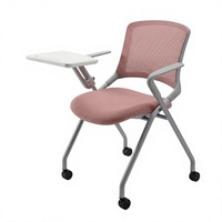 Chaise de conférence de bureau moderne avec cadre métallique pliable, tableau d'écriture, design empilable et roulettes