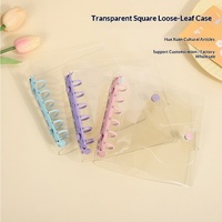 Protège-cahier transparent en PVC à 6 trous avec bouton-pression, couverture amovible pour carnet, cartes photo et journal