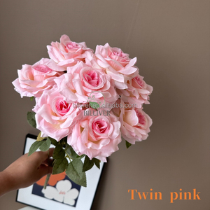 Bouquet de roses en <span class=keywords><strong>soie</strong></span> Offre Spéciale à 9 têtes Roses artificielles en diamant Arrangements de mariage blancs lilas - Product Image 2