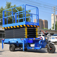 Plateforme de travail aérienne hydraulique à ciseaux montée sur tricycle électrique, 6-12 m, 500 kg