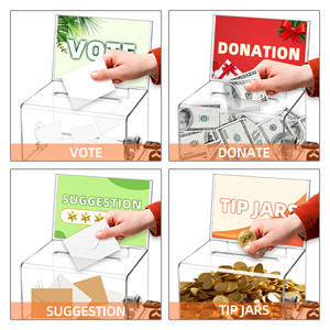 मतदान के लिए सुझाव बॉक्स भंडारण कंटेनर के लिए स्लॉट दान बॉक्स के साथ स्पष्ट मतपत्र बॉक्स - Product Image 4