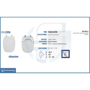 Abattant de toilettes moderne Astro Blanc à dégagement rapide pour Pozzi Ginori Italica, en plastique PP et urée UF, pour salle de bain - Product Image 2