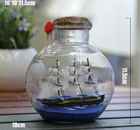 Bouteille en verre Bateau Série Océan Bouteille de dérive créative en bouteille Décoration de bateau