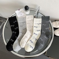 Chaussettes mi-mollet à nœud pour filles, chaussettes en coton de haute qualité de style ballet, chaussettes longues douces pour l'automne