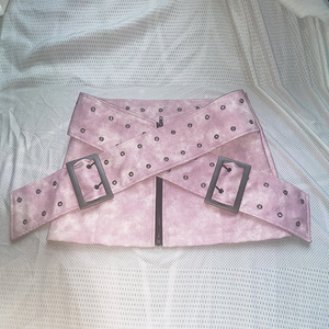 Hot Girl Sexy Y2K <strong>Low</strong> <strong>Waist</strong> Leather Wrap Belt Mini <strong>Skirt</strong> for Women - Product Image 4