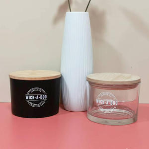 Tùy Chỉnh Nhãn 14Oz Trắng Đen Rỗng 2 Bấc Nến Thủy Tinh Container Bằng Gỗ Có Nắp Đậy Công Suất Lớn Đứng Cho Giáng Sinh Làm Nến - Product Image 3