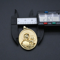 Haute qualité plaqué or forme ovale Relief église vierge marie grande taille 27x36mm pendentifs pour bijoux chrétiens