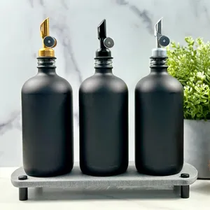 glass Mouthwash pet dispenser Bottle and Refillable Bottle with Spout for Bathroom Decor Organization