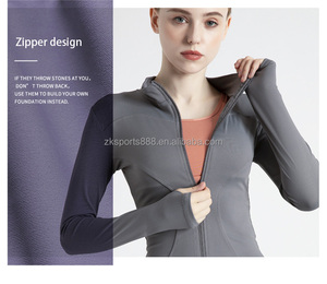 Anpassbarer Trainings reiß verschluss Schnellt rocknende Outwork-Sport bekleidung Langarm-Yoga-Fleece jacke - Product Image 4