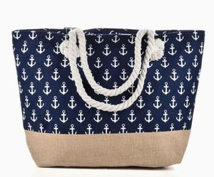 BESTELLA Brand Portable <b>Large</b> Capacity Blue Striped Canvas <b>Beach</b> Tote <b>Bag</b> Custom Logo Wholesale High Quantity Waterproof - Product Image 3