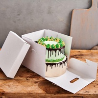 Boîte à gâteau jetable écologique personnalisable avec lamination mate et doublure en éponge gaufrée, logo personnalisé, design de fenêtre longue durée