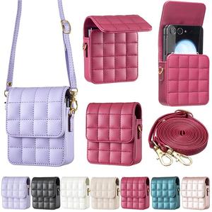 Funda de cuero de moda universal para Samsung Galaxy Z Flip 7 6 5 4 3 para <span class=keywords><strong>Huawei</strong></span> Nova Flip <span class=keywords><strong>P50</strong></span> <span class=keywords><strong>Pocket</strong></span> 2 S bolsa cordón - Product Image 1