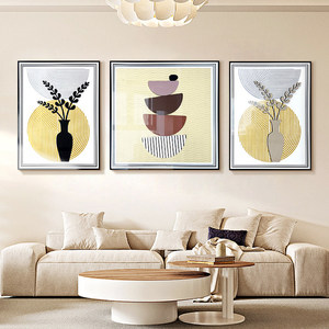 ผนังห้องนั่งเล่นสไตล์โมเดิร์นเรียบง่ายพร้อมกรอบอะลูมิเนียมสีดำรูปทรงสี่เหลี่ยมผืนผ้า  งานแกะสลักสามมิติ - Product Image 3