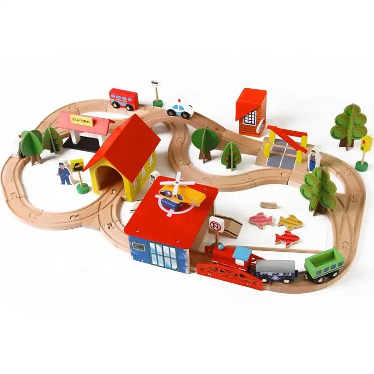 2021 बच्चों 69pcs थॉमस ट्रेन खिलौने लकड़ी ट्रेन रेलवे के बच्चे खेलने के लिए सेट खिलौने शैक्षिक खिलौने WTS005