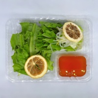 Offre Spéciale – Contenant Alimentaire Rectangulaire en Plastique Recyclable à 2 Compartiments (22/32 oz) avec Couvercle Personnalisable pour Sushi, Jus, Chewing-gum – Personnalisé