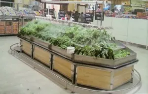 Estante de Madera Personalizado y Económico para Frutas y Verduras de Supermercado con Sistema de Rociado - Product Image 4