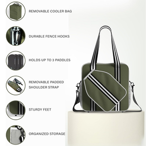 Bolsa de mano personalizada de lujo para mujer, deporte, bádminton, Pickleball, tenis, paleta, raqueta, nevera, <span class=keywords><strong>bolso</strong></span> de mano para mujer con gancho de valla de refrigeración aislado - Product Image 4