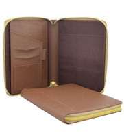 Modernqiu logo personnalisé A5 PU cuir Zipperpadfolio avec Logo dossier de fichiers professionnels organisateur de documents