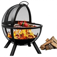 Brasero moderne en métal avec boule de feu, barbecue, foyer extérieur, grande cheminée de patio, chauffage pour camping, feu de camp, pique-nique, noir