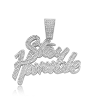 Chaîne cubaine en argent pour hommes, chaîne sertie de pendentifs lettres, collier en alliage, bijoux hip-hop, cadeau