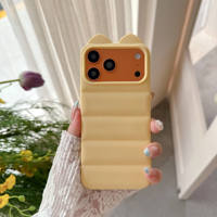 Casing HP TPU Motif Telinga Kucing dengan Bantalan Udara untuk iPhone 18 Pro Max, iPhone 16 Pro, 15, 14, 13, 12, 11 Max, Softcase Pelindung HP