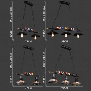 American Retro Billiards Chandelier 3-Head LED Pendant Light For Bars Restaurants Leisure Venues <b>E26</b> <b>Bulb</b> Base - Product Image 3