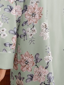 Robe Abaya Élégante et Modeste Respirante Premium 2026 pour Femmes Musulmanes, Imprimé Floral, Perlée, en Polyester, Longueur Ras du Sol, pour l'Aïd, les Mariages et la Prière - Product Image 6