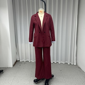 Costume décontracté pour femmes, col à revers, couleur unie, ensemble 2 pièces, tendance - Product Image 5