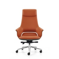 Fauteuil de bureau exécutif ergonomique contemporain en cuir avec appui-tête et accoudoirs fixes, pivotant à 360°, dossier haut et large, pour bureau