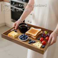 Plateau rectangulaire en bois d'acacia et de noyer, plateau à thé à bulles, plateau à gâteaux, plateau à pain, plateau à petit-déjeuner, plateau à collations, fournitures hôtelières, plateau à thé pour restaurant