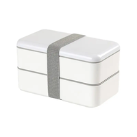 Boîte à bento en plastique RPET Offres Spéciales de qualité alimentaire à double couche de forme oblongue avec bandage Boîte à bento écologique pour employé de bureau