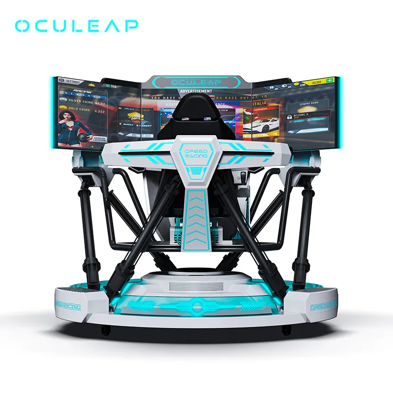 OCULEAP simulator berkendara balap, tiga layar dan enam sumbu simulator mesin video VR balap kecepatan 360 derajat