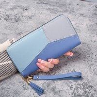 Dompet Ritsleting Portabel Modis Dompet Panjang Wanita Tas Tangan Dompet Koin Tempat Kartu Lapisan PVC Dompet Kulit PU