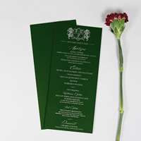 Fiesta de vacaciones Tarjetas de menú de cuero Programa personalizado Tarjeta de terciopelo Línea de tiempo Papel de estampado en caliente Menús de boda