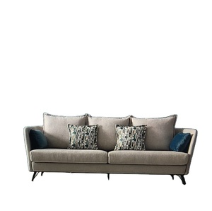 Ensemble canapé de salon élégant en daim <span class=keywords><strong>blanc</strong></span> moderne Conception modulaire rembourrée avec pieds en bois pour meubles de maison ou d'hôtel - Product Image 1