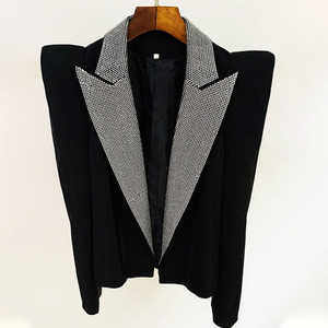 2023 nouveau <span class=keywords><strong>Blazer</strong></span> femmes mode strass col noir costume femme à manches longues décontracté strass revers <span class=keywords><strong>Blazer</strong></span> veste - Product Image 4
