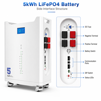 Batterie de secours solaire 5 kWh avec cellules de qualité solaire, directement de l'usine, moniteur intelligent WIFI CAN, 100 Ah, 15 unités en connexion parallèle