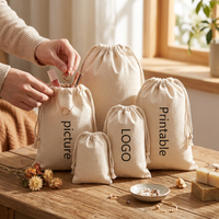 Sac à cordon en coton pur réutilisable avec logo personnalisé, emballage écologique et durable, sac recyclable, petite pochette, utilisation pour la personnalisation de cadeaux