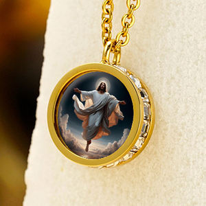 مصنع مخصص ديني الكتاب المقدس المجوهرات وجه Jesus الفولاذ المقاوم للصدأ 18 قيراط مطلي بالذهب قلادة الإيمان قلادة - Product Image 3