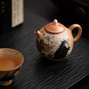 Set teh <span class=keywords><strong>Kung</strong></span> <span class=keywords><strong>Fu</strong></span> buatan tangan 100ml teko keramik pola kucing porselen gaya Tiongkok dan untuk kopi atau teh untuk Hotel - Product Image 3