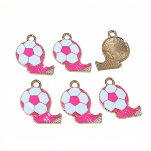 10 piezas 23x20mm Dijes colgantes de botas de fútbol esmaltadas deportivas de aleación metálica, accesorios para fabricación de joyas DIY - Product Image 4