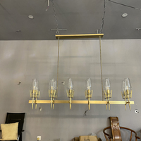 Lustre moderne en laiton linéaire à 12 lumières, luminaire suspendu rectangulaire long avec abat-jour en verre transparent, pour table à manger, îlot de cuisine