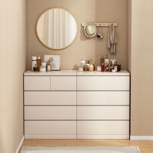 Cómoda escandinava moderna de seis cubos, sencilla, para el hogar de madera blanca, Zapatero, almacenamiento en dormitorio, sala de estar o comedor - Product Image 1