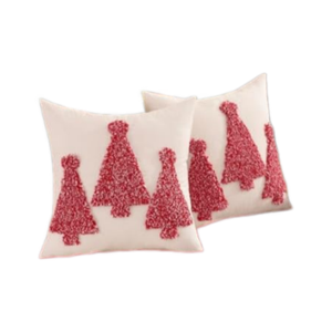 Housse de coussin en lin brodée à motif sapin de Noël, vente chaude en usine, pour canapé et chambre à coucher - Product Image 1