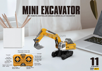 AiJH 1:64 Mini Excavatrice RC avec Remorque Benne Basculante, Chariot Élévateur Télécommandé en Métal, Jouets Électriques RC