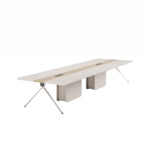 Table de conférence modulaire moderne avec boîte à câbles et pieds en métal pour bureau et salle de réunion