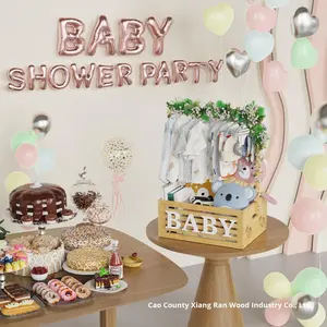 Cesta de Madera para Baby Shower, Cesta de Almacenamiento con Asa, Cesta de Regalo para <span class=keywords><strong>Embarazo</strong></span> - Product Image 4