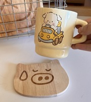 Sous-verres en forme d'animaux mignons, gravés au laser (lapin, cochon, tigre, chat), écologiques, résistants à la chaleur, pour la maison et la table