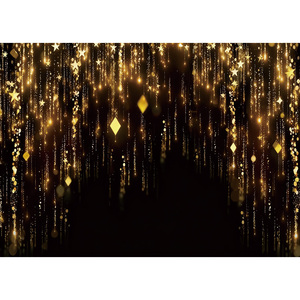Sfondo Nero Dorato con Glitter, Luci Scintillanti Bokeh, Sfondo Fotografico per Compleanni, Matrimoni, Feste, Banner Personalizzabile - Product Image 4