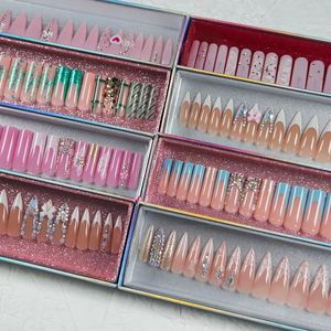 Оптовые накладные ногти в подарочной коробке, длинные, в форме гроба, для маникюра, искусственные ногти - Product Image 1